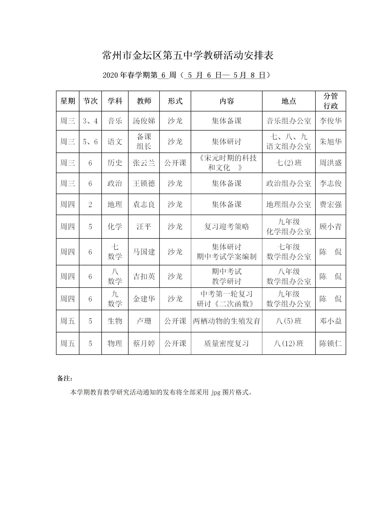 2020年春学期第6周教研活动安排表.jpg