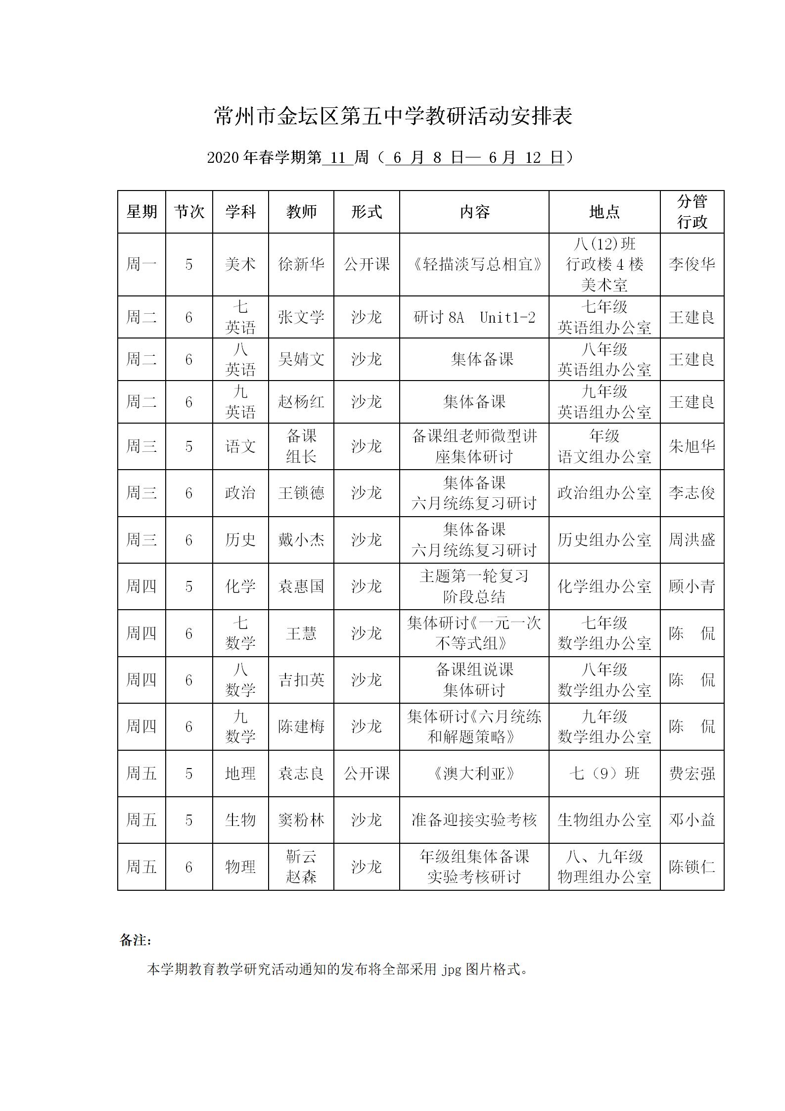 2020年春学期第11周教研活动安排表.jpg