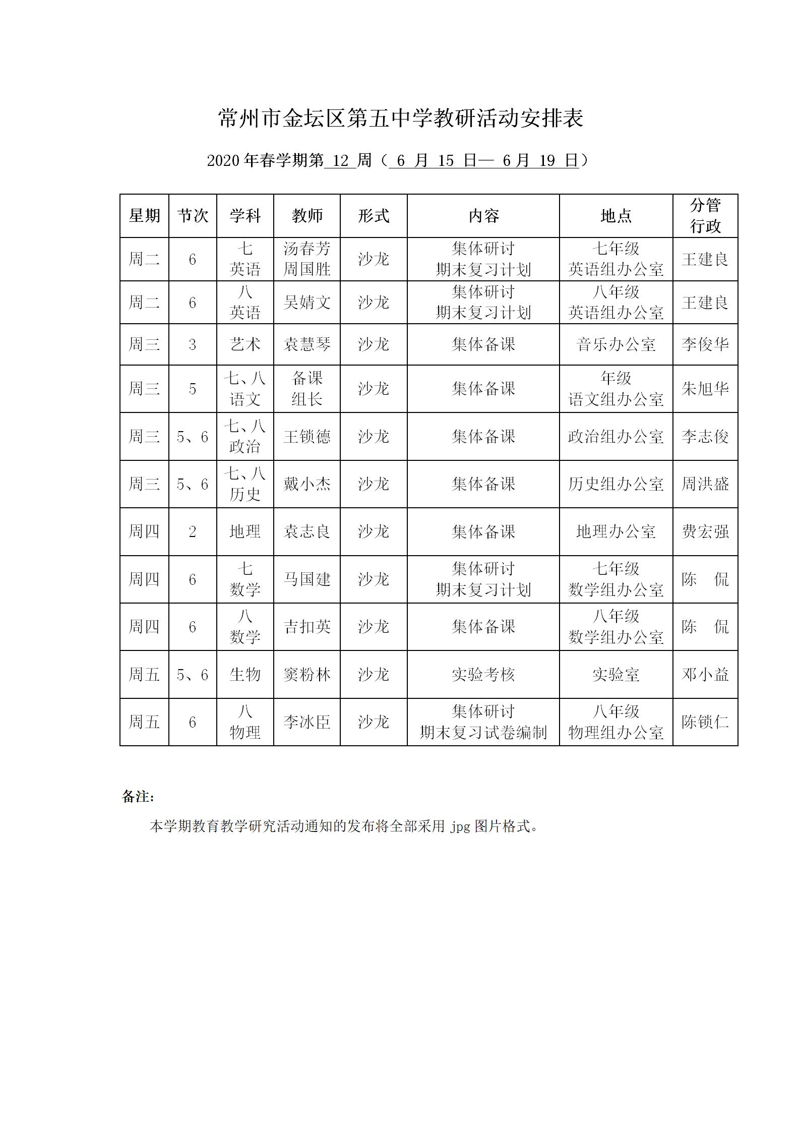 2020年春学期第12周教研活动安排表.jpg