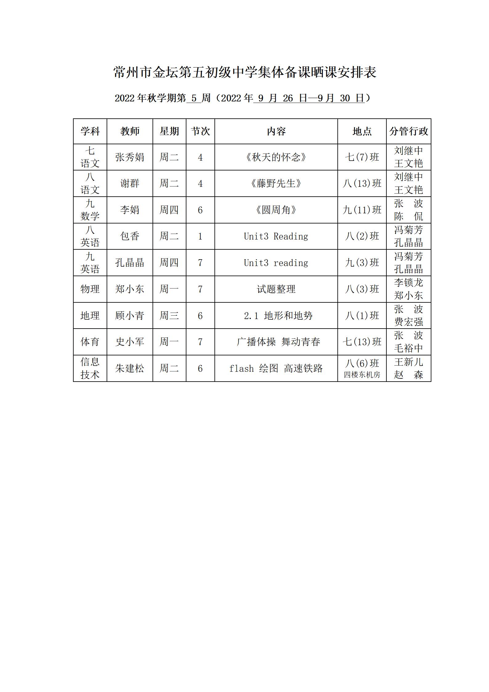 2022年秋学期第5周集体备课晒课安排表.jpg